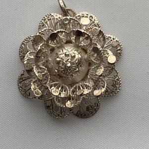 Silver 3-D Flower Pendant